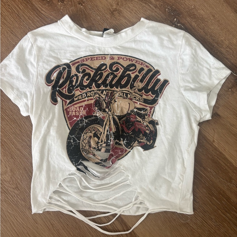 White Rockabilly Motorcycle Crop Top